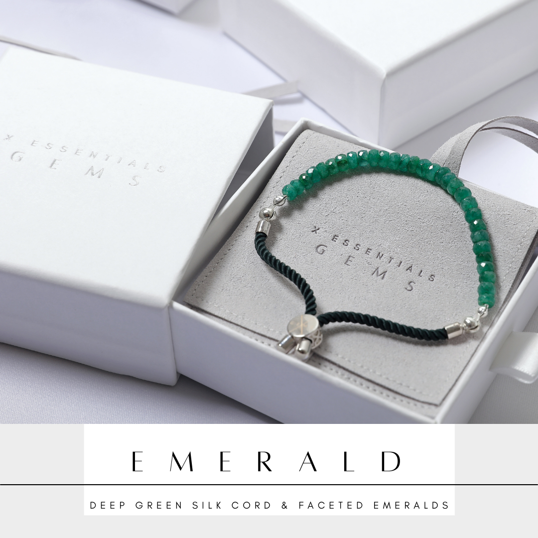 Emerald Gemstone Silk Cord Bracelet